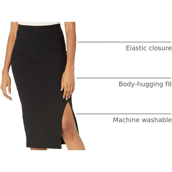 Veronique High-Waist Ribbed Academia Slit Office Siren Winter Skirt M - Picture 5 of 11